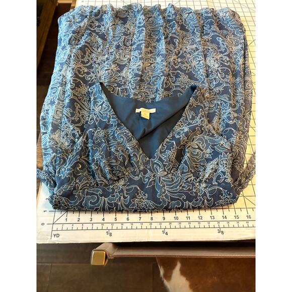 Jonathan Martin SILK V Neck Sleeveless Blue Paisley A Line Dress Back Tie 6 - Picture 12 of 13